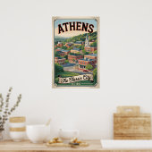Poster Voyage Rétro à Athens Georgia (Cuisine)