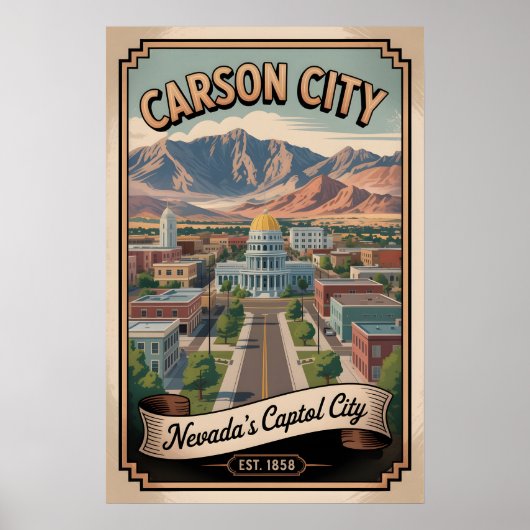 Poster Voyage Rétro à Carson City Nevada (Devant)