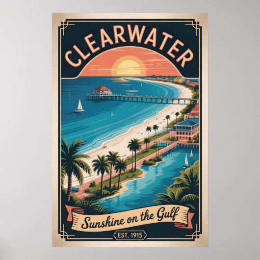 Poster Voyage Rétro à Clearwater Floride (Devant)
