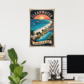 Poster Voyage Rétro à Clearwater Floride (Bureau à domicile)