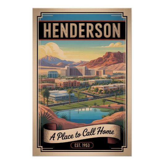 Poster Voyage Rétro à Henderson Nevada (Devant)
