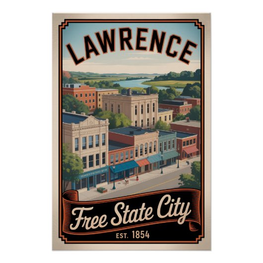Poster Voyage Rétro à Lawrence Kansas (Devant)