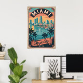 Poster Voyage rétro à Miami Floride Magic City (Bureau à domicile)