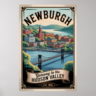 Poster Voyage Rétro à Newburgh New York