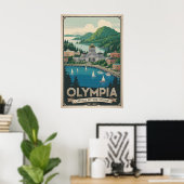 Poster Voyage Rétro à Olympia Washington (Bureau à domicile)