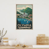 Poster Voyage Rétro à Olympia Washington (Cuisine)