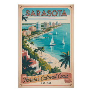 Poster Voyage Rétro à Sarasota Floride