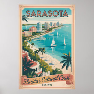 Poster Voyage Rétro à Sarasota Floride