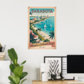 Poster Voyage Rétro à Sarasota Floride (Bureau à domicile)