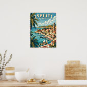Poster Voyage rétro à Split Croatie (Cuisine)