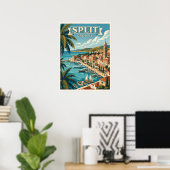 Poster Voyage rétro à Split Croatie (Bureau à domicile)