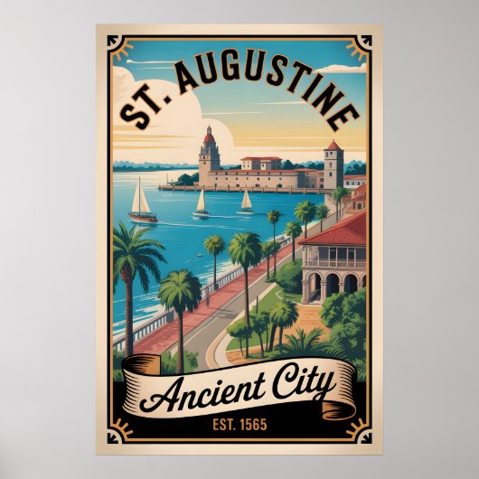 Poster Voyage Rétro à St. Augustine Floride (Devant)
