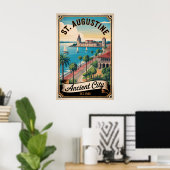 Poster Voyage Rétro à St. Augustine Floride (Bureau à domicile)
