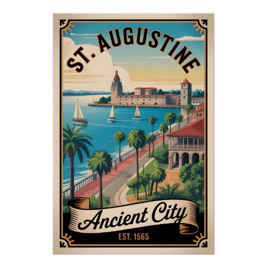 Poster Voyage Rétro à St. Augustine Floride (Devant)