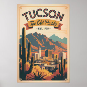 Poster Voyage Rétro à Tucson Arizona