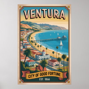 Poster Voyage Rétro à Ventura Californie
