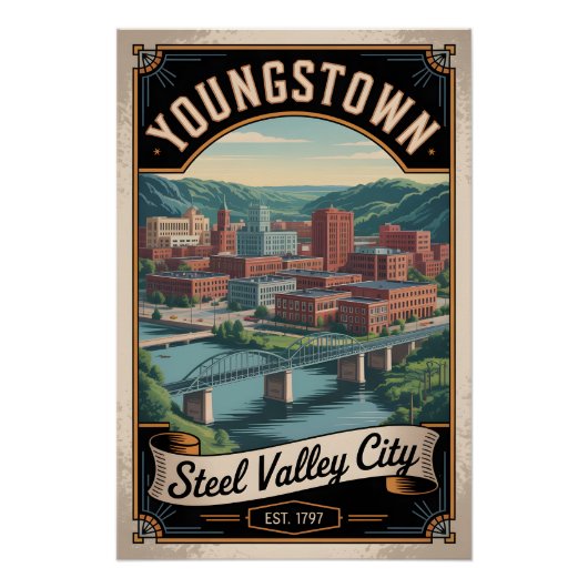 Poster Voyage Rétro à Youngstown Ohio (Devant)