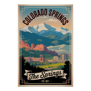 Poster Voyage Rétro Colorado Springs Colorado Vintage