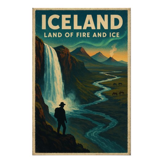 Poster Voyage Rétro en Islande 2026 (Devant)