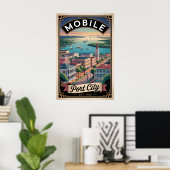 Poster Voyage Rétro Mobile Alabama (Bureau à domicile)