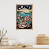 Poster Voyage Rétro Mobile Alabama (Cuisine)