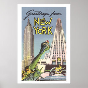 Poster Voyage Rétro, Monuments Emblématiques de New York