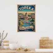Poster Voyage Rétro Topeka Kansas (Cuisine)