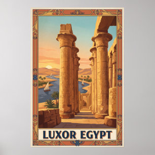 Poster Voyage rétro vintage Louxor Égypte