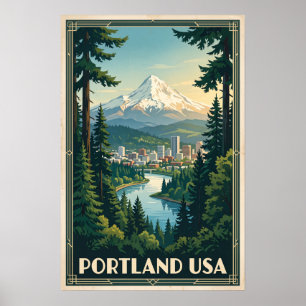 Poster Voyage Rétro Vintage Portland Oregon