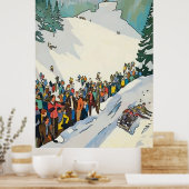 Poster Voyage ski vintage (Cuisine)