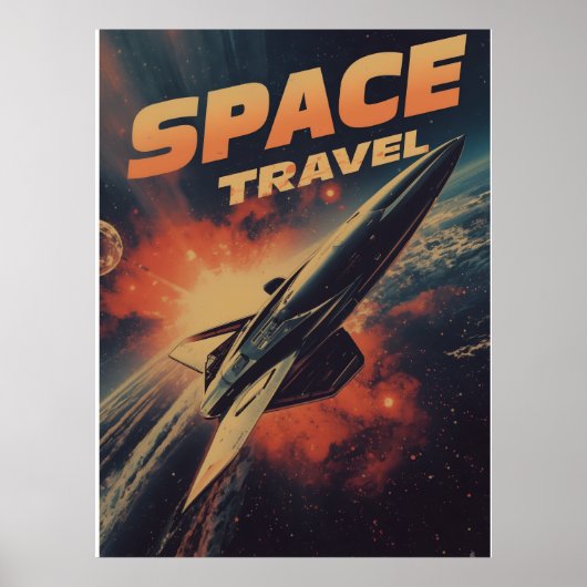 Poster Voyage spatial - Rétro-futurisme (Devant)