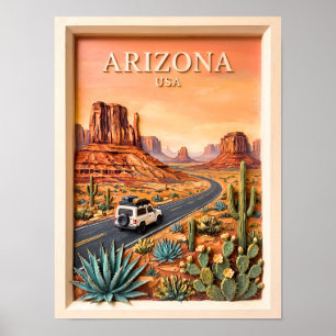 Poster Voyage sur la route vintage de l'Arizona Monument