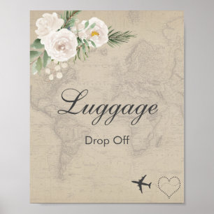Poster Voyage thème nuptiale douche bagage Départ
