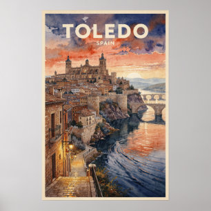Poster Voyage Vintage à Tolède Espagne