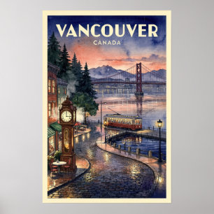 Poster Voyage vintage à Vancouver Canada