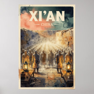 Poster Voyage vintage à Xi'an, Chine