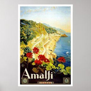 Poster Voyage vintage, Amalfi
