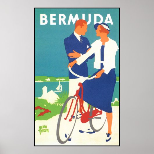 Poster Voyage vintage aux Bermudes (Devant)
