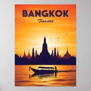 Poster Voyage vintage Bangkok Thaïlande