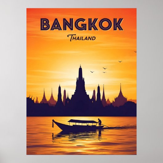 Poster Voyage vintage Bangkok Thaïlande (Devant)
