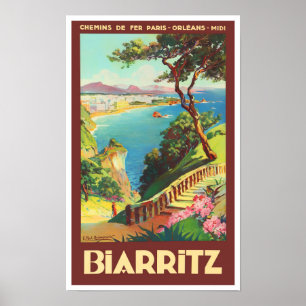 Poster Voyage vintage Biarritz France