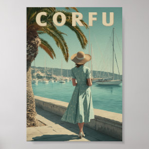 Poster Voyage vintage Corfou années 50