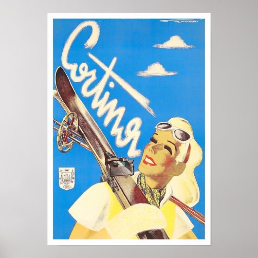 Poster Voyage vintage Cortina Italie (Devant)