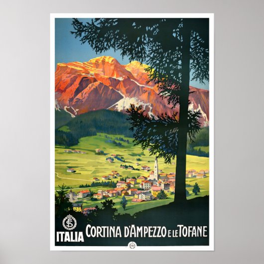 Poster Voyage vintage Cortina Italie (Devant)
