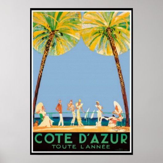 Poster Voyage vintage Côte d'Azur (Devant)