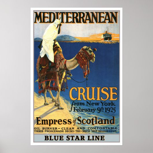 Poster Voyage Vintage, Croisière Méditerranéenne (Devant)