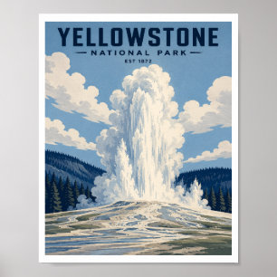 Poster Voyage vintage dans le parc national de Yellowston