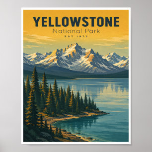 Poster Voyage vintage dans le parc national de Yellowston