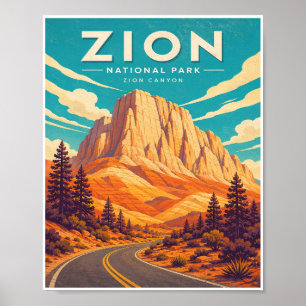 Poster Voyage vintage dans le parc national de Zion
