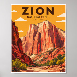 Poster Voyage vintage dans le parc national de Zion